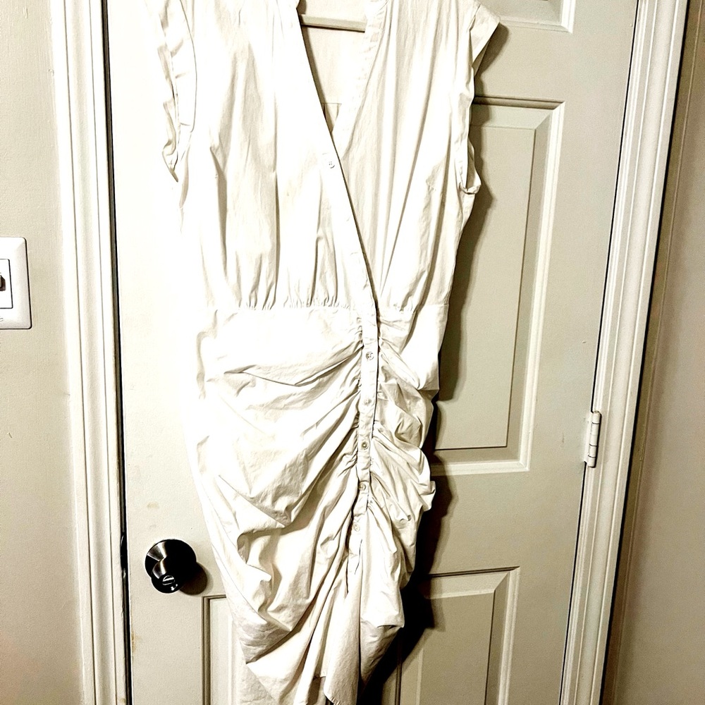 Veronica Beard Asymmetric Ruched Shirtdress